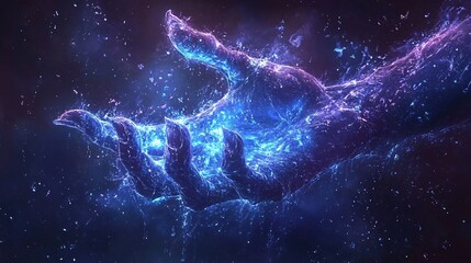 Naklejka premium fantasy art style, magical ghost hand