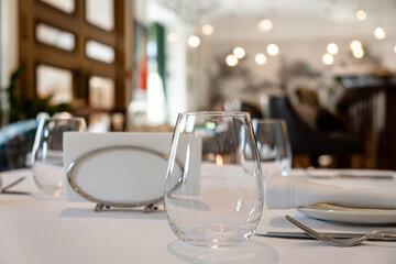 table set for meal, restaurant interior