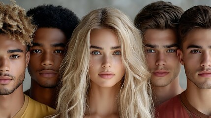 A digital marketing campaign featuring people from diverse backgrounds, including different races, ethnicities, and abilities, promoting inclusivity and authentic representation in the media. 