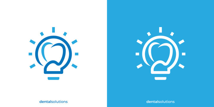 Creative Dental Solution Logo. Light Bulb and Dental Icon Graphic. Health Care Logo, Icon, Symbol, Vector, Design Template.