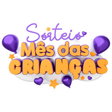 Selo 3d Render Sorteio Mes das crian&ccedil;as