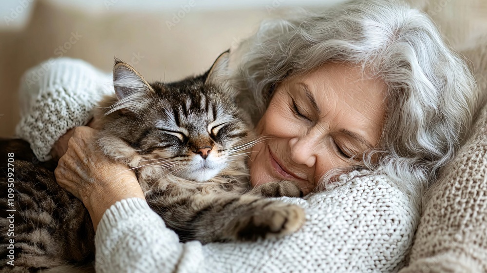 Poster compassionate vet placing a reassuring hand on a pet owner's shoulder in a calming setting stock pho