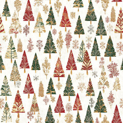 Seamless pattern of pine trees repeatable fir background for christmas yellow and green texture for xmas celebrations