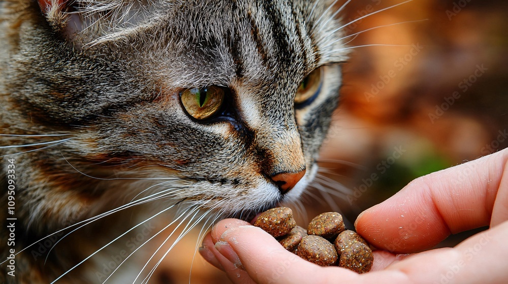 Aufkleber veterinarian offering treats to a calm cat during a routine checkup to build trust stock photo with 