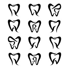 dental logo vector design, abstract tooth logo, dental health and care symbol