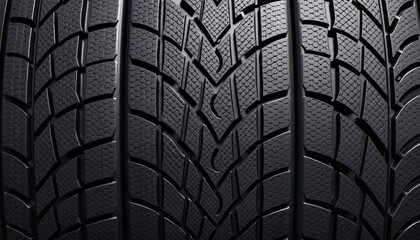 Close-up of rubber tire tread pattern for automotive and industrial design
