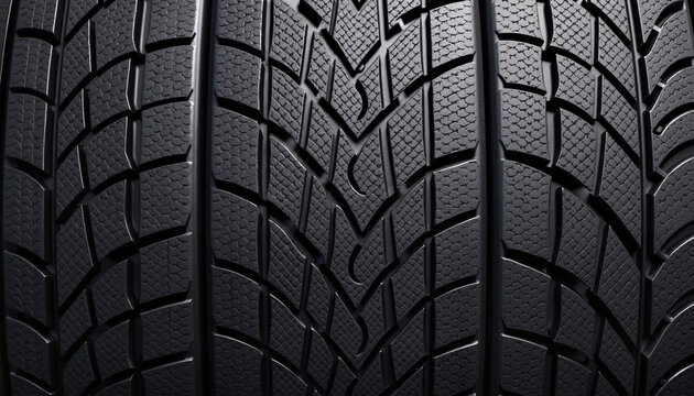 Close-up of rubber tire tread pattern for automotive and industrial design