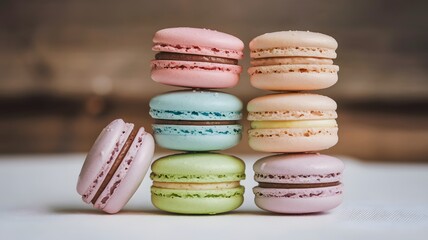 Obraz premium French Macarons in Pastel Colors on a Plate