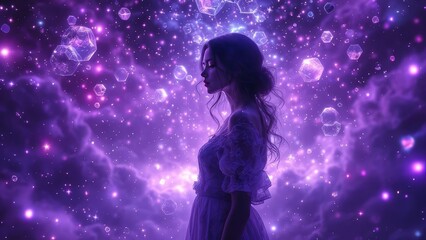 Obraz premium Nocturnal hexagons of purple glass.