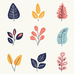 Vector set of Christmas Leaves Elements