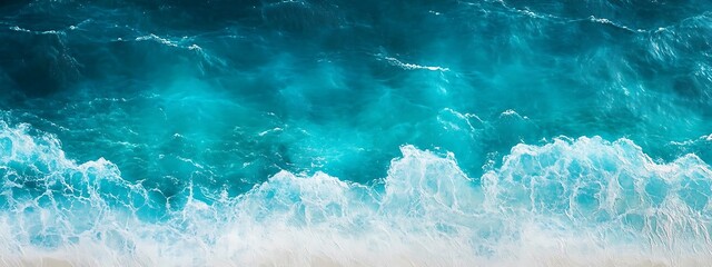 Obraz premium surface waves on the beach, Blue sea surface, water wave surface, blue water wave, top view 