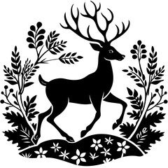 Fototapeta premium silhouette of a deer mid leap in a natural setting