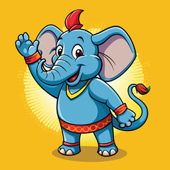 cartoon elephant waving: Hi
