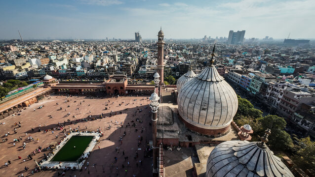 The architecture Jama Mosque in Delhi, India