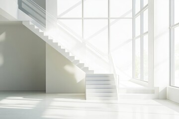 Obraz premium Cozy room with a staircase and a window, ideal for interior design or architecture concepts