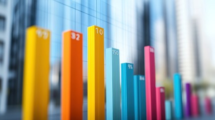 Bars graph depicting a business evaluation of a company market revenue performance background wallpaper AI generated image