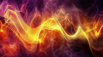 Obraz premium Abstract Waves of Light in Fiery Colors Creating a Dynamic Background for Creative Projects, Presentations, and Digital Artworks