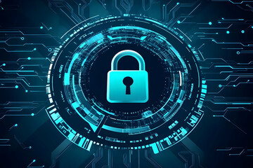 Illustration - Digital Security Lock Technology Data Protection