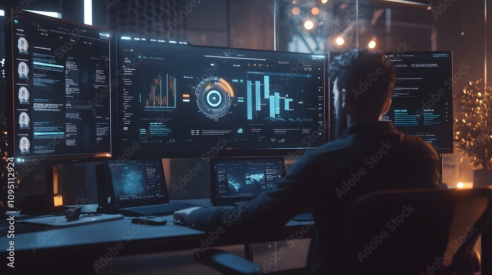 Poster A professional engaging with gamification dashboards integrating 3D glowing progress tiers and 2D actionable benefits. 4k resolution, Cinematic Scene