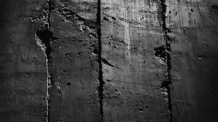 Fototapeta premium Textured concrete wall with distinct lines and marks in black and white
