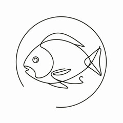 Naklejka premium Sleek line drawing of fish in a logo style