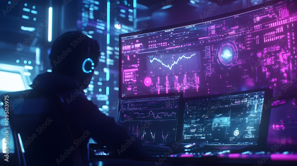 Poster A team collaborating in a hybrid workspace where AI tools generate 3D glowing progress pathways with 2D glowing feedback charts. 4k resolution, Cinematic Scene