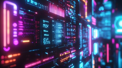 Obraz premium A hybrid workspace where AI-driven tools display 3D glowing task prioritization systems complemented by 2D performance indicators. 4k resolution, Cinematic Scene