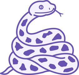Colored Snake Icon. Vector Illustration. Predatory Poisonous Snake with Tongue Out. Animal Concept