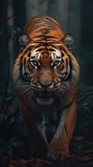 Close-Up Cinematic Portrait of a Tiger in Natural Habitat