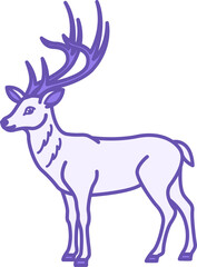 Colored Deer Icon. Vector Illustration. Mammal. Cute Deer with Antlers. Animal Concept