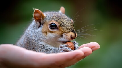 Adorable Squirrel Eating Nut Closeup Wildlife Nature High Resolution