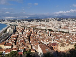 Naklejka premium the city view and the sea of Nice, France