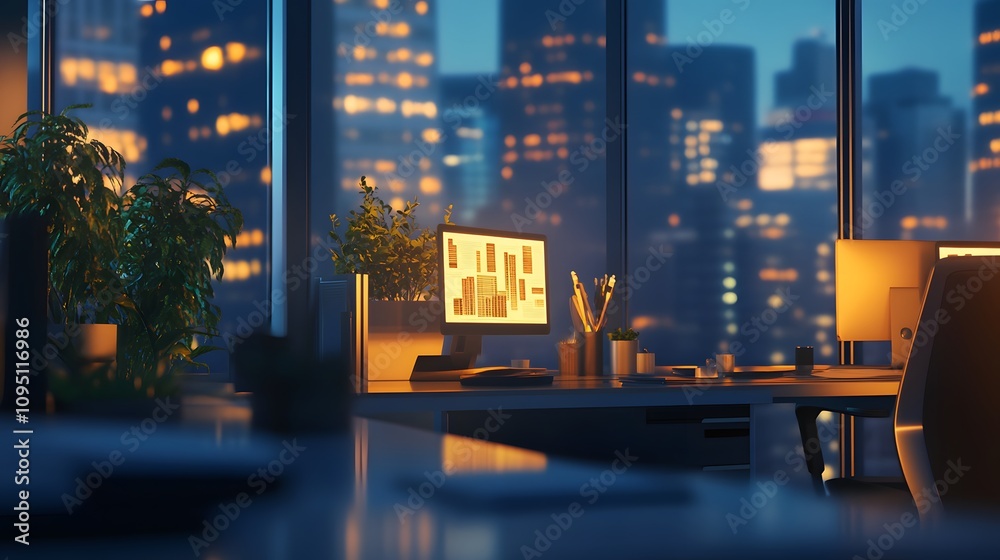Poster A sleek office showcasing IoT-enabled collaboration hubs projecting 3D glowing resource allocation visuals with 2D actionable updates. 4k resolution, Cinematic Scene