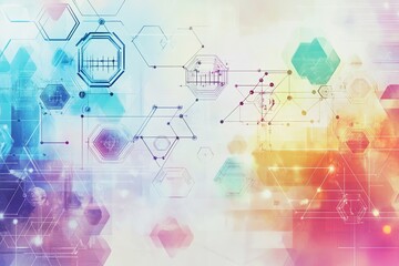 Abstract tech background with hexagons and circuit lines