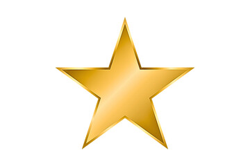 Gold metallic star icon isolated on transparent background. 3D golden shiny star for Awards, medals decoration design elements. PNG, Cut out