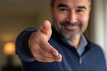 A person extending their hand to the camera, inviting connection or interaction