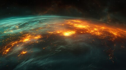 Fototapeta premium Global inventory network activation earth conceptual artwork digital environment aerial perspective high fidelity visualization