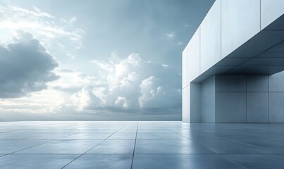 Obraz premium Urban Minimalist Scene, A minimalist composition featuring stark, modern buildings with an empty