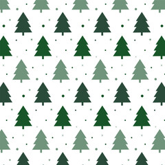 Christmas tree seamless pattern.Repeat pattern with green pine tree isolated on white background.Vector graphic illustration wallpaper.