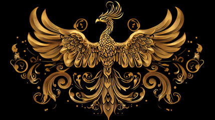 Unleashing the power of the golden phoenix a stunning symbol of rebirth and resilience. Golden Phoenix Rebirth. Illustration