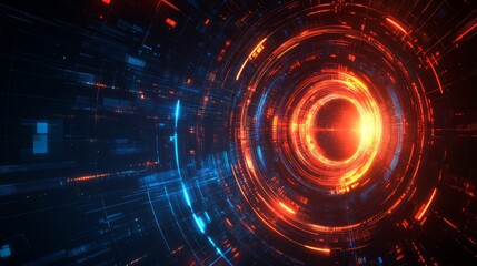 Obraz premium Abstract glowing circular technology background.