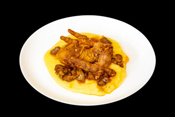 Traditional and rustic Brazilian dish, free-range chicken with polenta. Real food