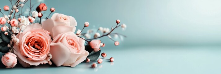 mothers day floral theme, delightful mothers day backdrop with blooming roses and soft pastels, ready for your heartfelt message