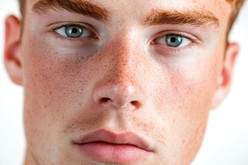 Fototapeta premium Close-up portrait of a person with distinctive freckles on their face