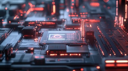 Obraz premium Futuristic Circuit Board: A Glimmering Cyberpunk Masterpiece