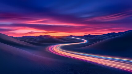 digital technology rainbow color sand dune landscape illustration poster background