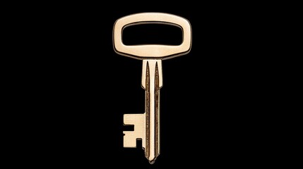 Wooden key isolated on black background.