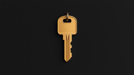 Gold key on black background.