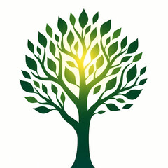 Tree with a sun flare, symbolizing life and health, ideal for nature-inspired or wellness designs.