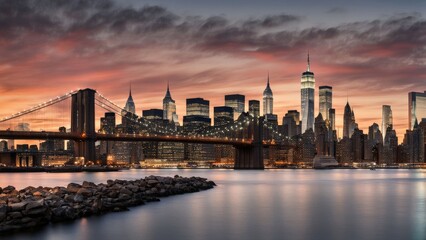 Fototapeta premium city skyline at sunset